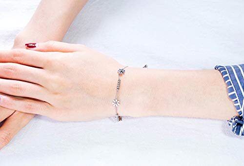 Asma Jewel House Simple Style Two colors Rose Gold and Silver Daisy Flower Sun Flower Chain Stainless Steel Bracelet for Women Girls