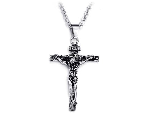 Asma Jewel House Stainless Steel Jesus Crucifix Cross Gold Plated Pendant Necklace for Men/Boys