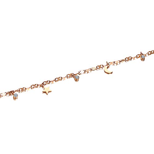 Asma Jewel House rose gold-plated stainless steel anklet for Girls Women (StarMoonCZ)