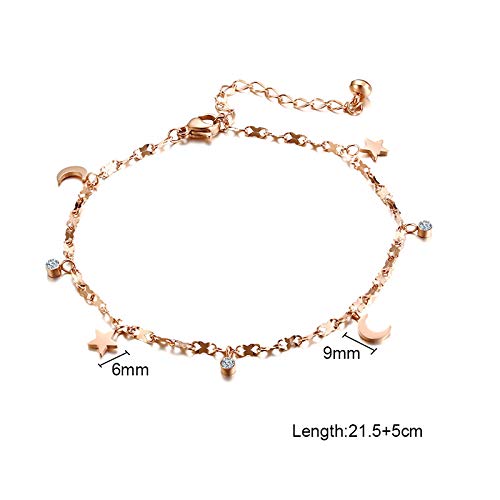 Asma Jewel House rose gold-plated stainless steel anklet for Girls Women (StarMoonCZ)