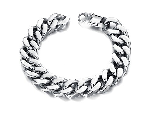 Asma Jewel House 316L stainless steel gold color curb chain bracelet for Men/Boys