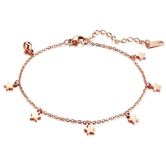 Asma Jewel House rose gold-plated stainless steel anklet for Girls Women (star)