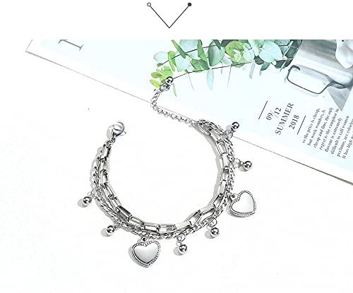 Asma Jewel House multi-layer stainless steel love round beads bracelet for Women/Girls