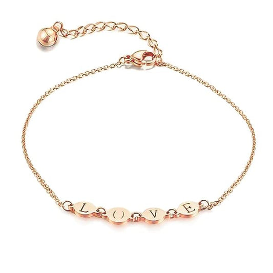 Asma Jewel House rose gold-plated stainless steel anklet for Girls Women (Love Word)