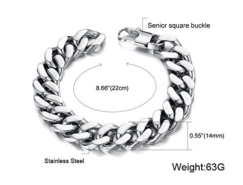 Asma Jewel House 316L stainless steel gold color curb chain bracelet for Men/Boys