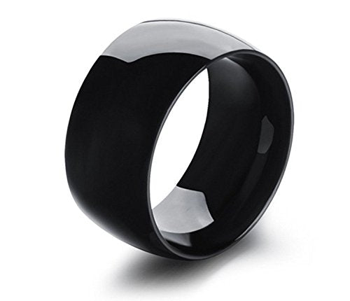 Asma Jewel House Stainless Steel Big Black Color Wide Motorbiker Ring for Men and Women