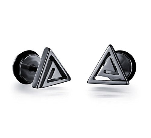 Asma Jewel House Gold Color Triangle Design Screw back Stud Earrings for Men (Pair)