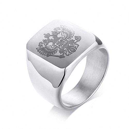 Asma Jewel House Stainless Steel Russian National Emblem Logo Ring Black Men/Boys