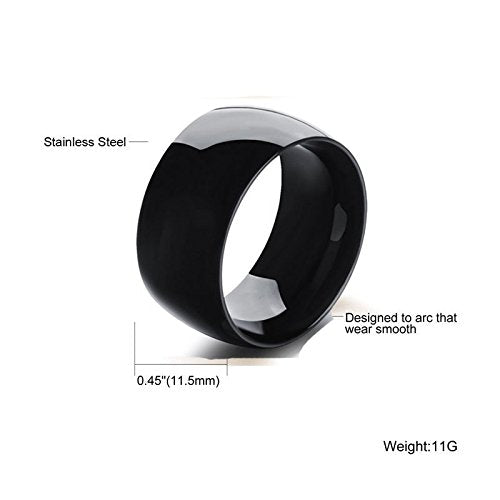 Asma Jewel House Stainless Steel Big Black Color Wide Motorbiker Ring for Men and Women