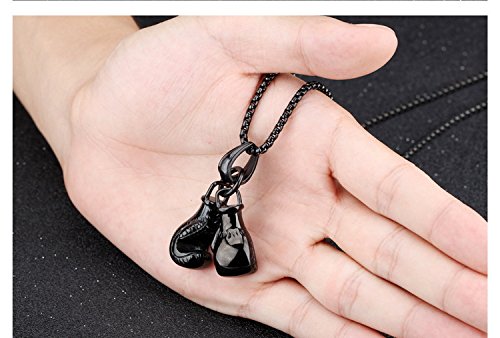 Asma Jewel House Stainless Steel Gold Tone Double Boxing Glove Pendant Necklace Chain for Men