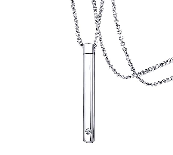 Asma Jewel House Gold Color Openable Cylinder Cremation Pendant Ashes Urn Memorial Keepsake Necklace For Men and Women