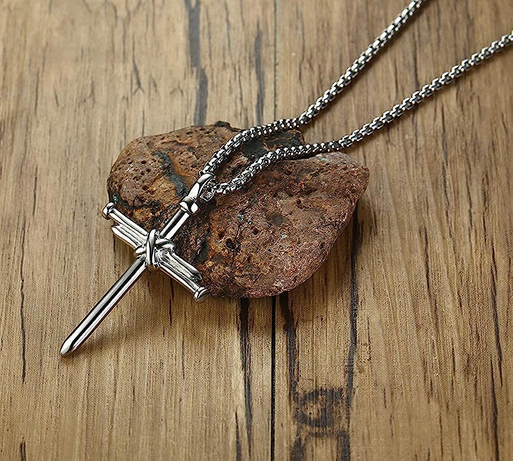 Asma Jewel House Brand Statement Nail Cross Charm Pendant Stainless Steel Necklace for men/boys