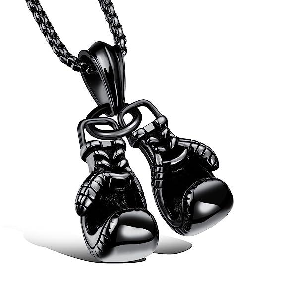 Asma Jewel House Stainless Steel Gold Tone Double Boxing Glove Pendant Necklace Chain for Men