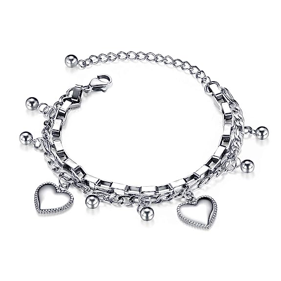 Asma Jewel House multi-layer stainless steel love round beads bracelet for Women/Girls