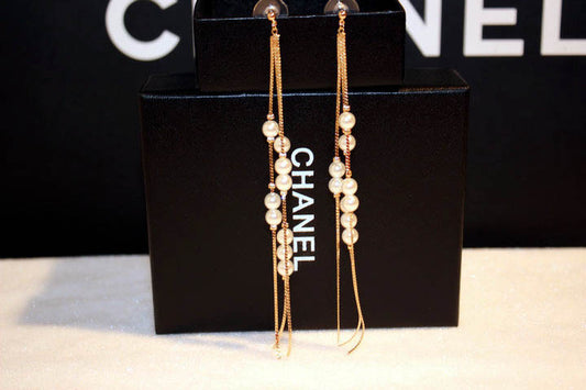 Asma Jewel House gold colour long tassel simulated pearl earrings for women