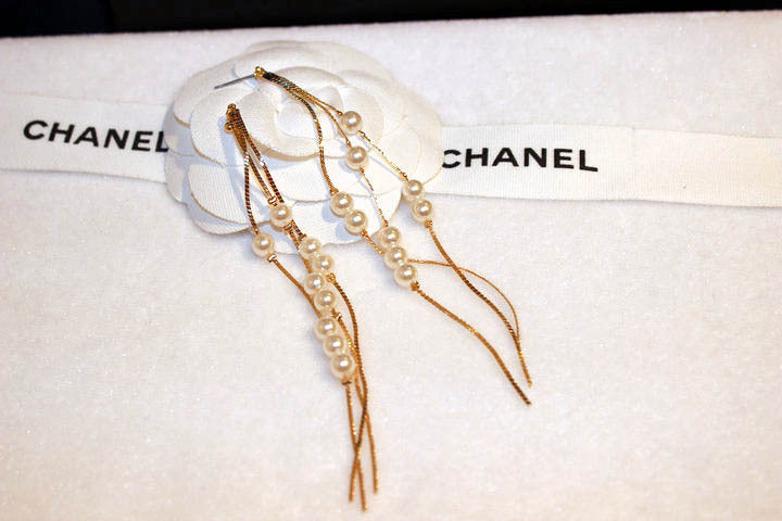 Asma Jewel House gold colour long tassel simulated pearl earrings for women