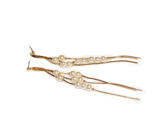 Asma Jewel House gold colour long tassel simulated pearl earrings for women