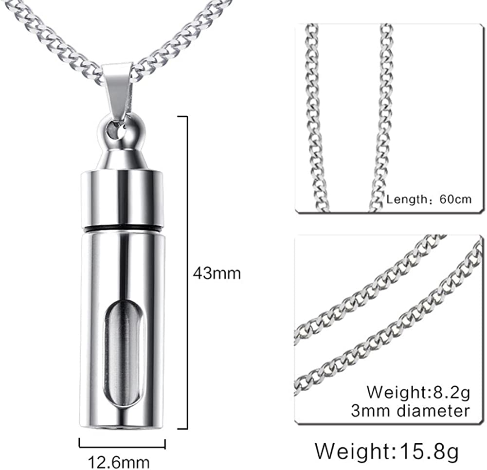 Asma Jewel House Openable Bottle Cremation Glass Pendant Ashes Urn Memorial Keepsake Perfume Commemorative Pet Urn Necklace for Men Women