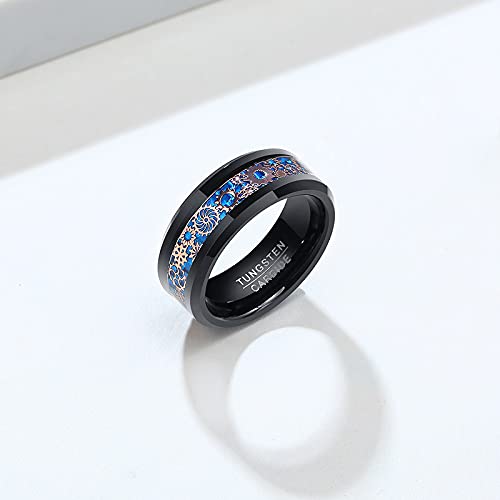 Asma Jewel House 8mm pure tungsten steel gear ring black drawing for Men Boys