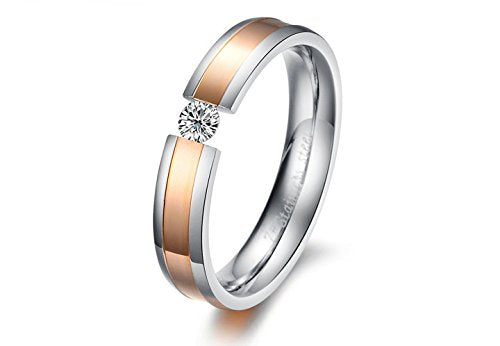 Asma 316L Stainless Steel Rose Gold Plated Couple Ring