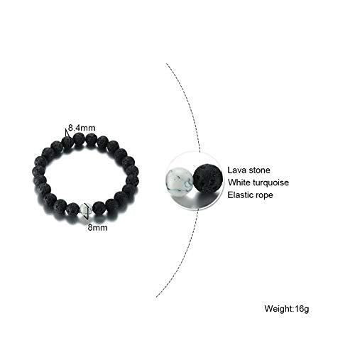 Asma Jewel House 2 Pcs Set Couples Distance Bracelets for Women Man Natural Stone White and Black Yin Yang Beads Best Friends Bracelet