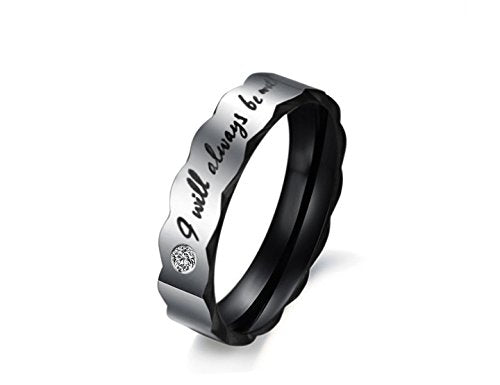 Asma Black& Rose Gold Plated Stainless Steel Couple Ring