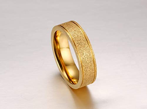 Asma Jewel House Gold Color Matte Frost Stainless Steel Lover's Wedding Couple Ring