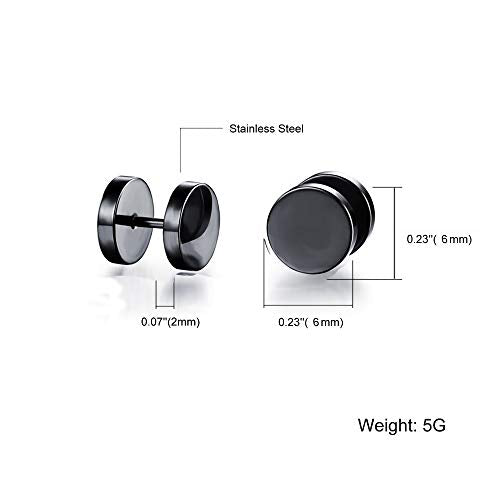 Asma Jewel House Dumbbell Design Man Fashion Stainless Steel Black Stud Earrings for Men (Pair)