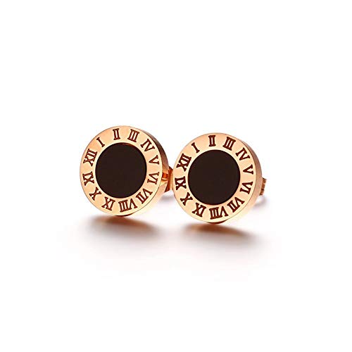 Asma Jewel House Numerals Letters Rose Gold-color Roman Love Stud Earrings for Women/Girls