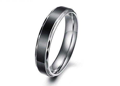 Asma Black 316 l Stainless Steel Anniversary/Promise/Couple Ring (Diameter: Women-1.7 cms; Men- 1.9cms)