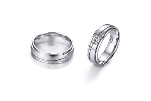 Asma Jewel House Engagement Stainless Steel Wedding Band Promise Finger Couple Ring for Men & Women