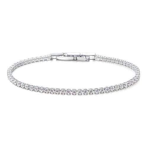 Asma Jewel House Versatile cz Studded Tennis Bracelet Platinum Plating for Women/Girls