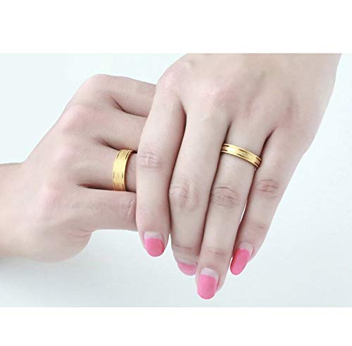 Asma Jewel House Gold Color Matte Frost Stainless Steel Lover's Wedding Couple Ring