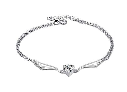 Asma Jewel House White Gold Plated Cz Stone Heart Anklet for Women (Silver)