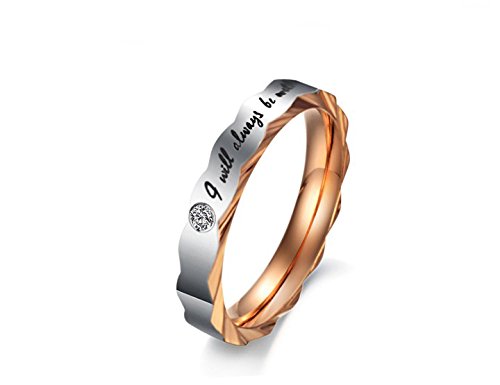 Asma Black& Rose Gold Plated Stainless Steel Couple Ring