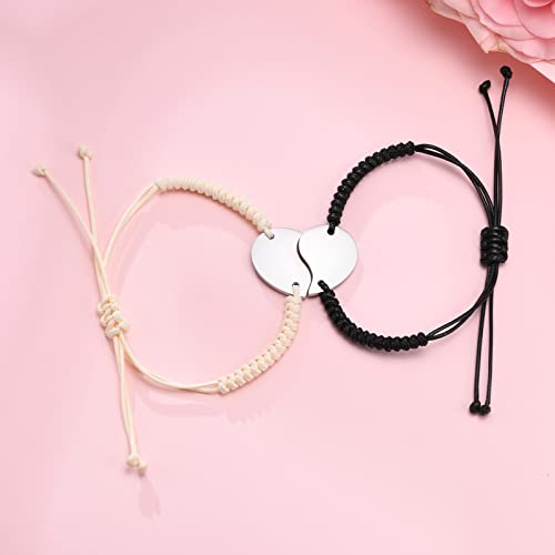 Asma Jewel House 2 Pcs Set Matching Stainless Steel Heart Puzzle Couple Braided Student Bracelet