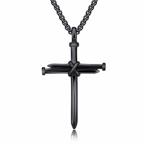 Asma Jewel House Brand Statement Nail Cross Charm Pendant Stainless Steel Necklace for men/boys