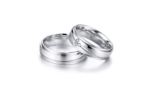 Asma Jewel House Engagement Stainless Steel Wedding Band Promise Finger Couple Ring for Men & Women