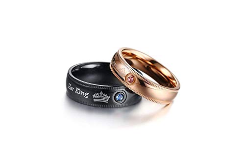 Asma Jewel House Stainless Steel Couples Ring Her King His Queen Crown Lovers Rings for Men & Women