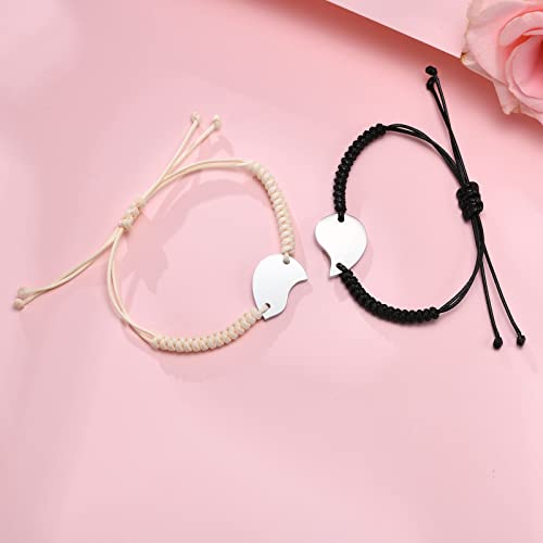 Asma Jewel House 2 Pcs Set Matching Stainless Steel Heart Puzzle Couple Braided Student Bracelet