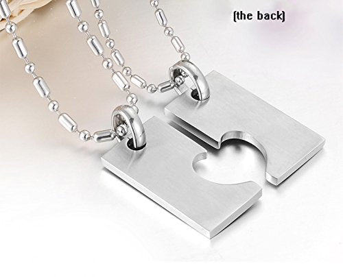 Asma Combine Heart Titanium Stainless Steel Couple Pendant Necklace