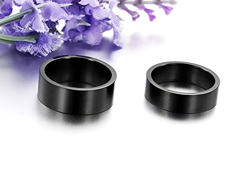 Asma Jewel House Black high Polish Simple Classic Circle Promise Band 316 L Stainless Steel Couple Ring