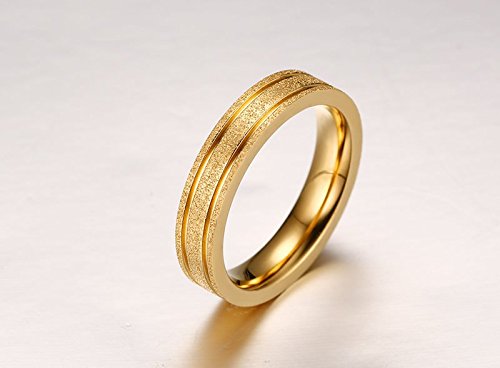 Asma Jewel House Gold Color Matte Frost Stainless Steel Lover's Wedding Couple Ring