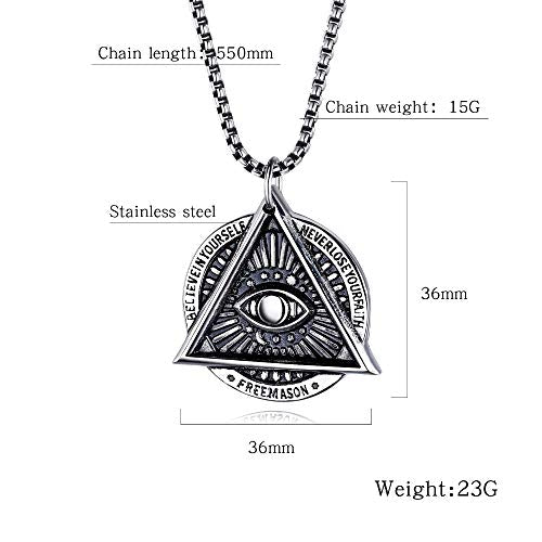 Asma Jewel House Horus Eye of Providence Freemason Evil Eye Stainless Steel Talisman Sign Necklace for Men/Boys