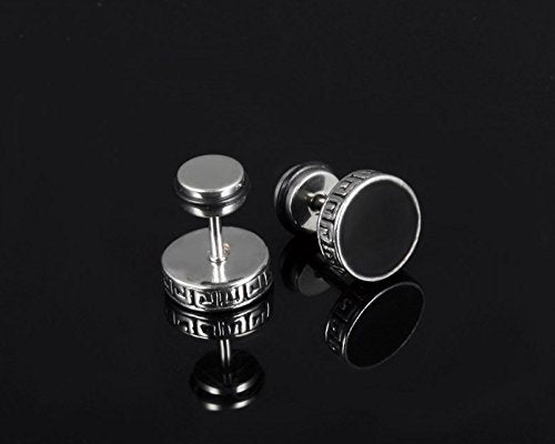 Asma Jewel House Unisex Titanium Steel Great Wall Lines Round Tunnel Plug Stud Earrings for Men & Women (Pair)