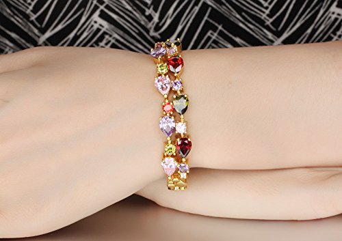 Asma Jewel House 18K Gold Tone Colorful Swarovski Elements Cubic Zirconia Bracelet for Women