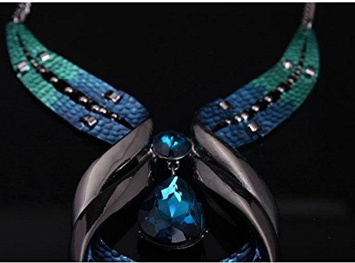 Asma Jewel House blue green big gem Crystal Statement bead collar choker necklace set with earrings for women