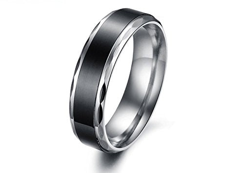 Asma Black 316 l Stainless Steel Anniversary/Promise/Couple Ring (Diameter: Women-1.7 cms; Men- 1.9cms)