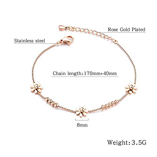 Asma Jewel House Simple Style Two colors Rose Gold and Silver Daisy Flower Sun Flower Chain Stainless Steel Bracelet for Women Girls