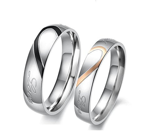 Asma Jewellery Combine Love Heart Stainless Steel Couple Ring